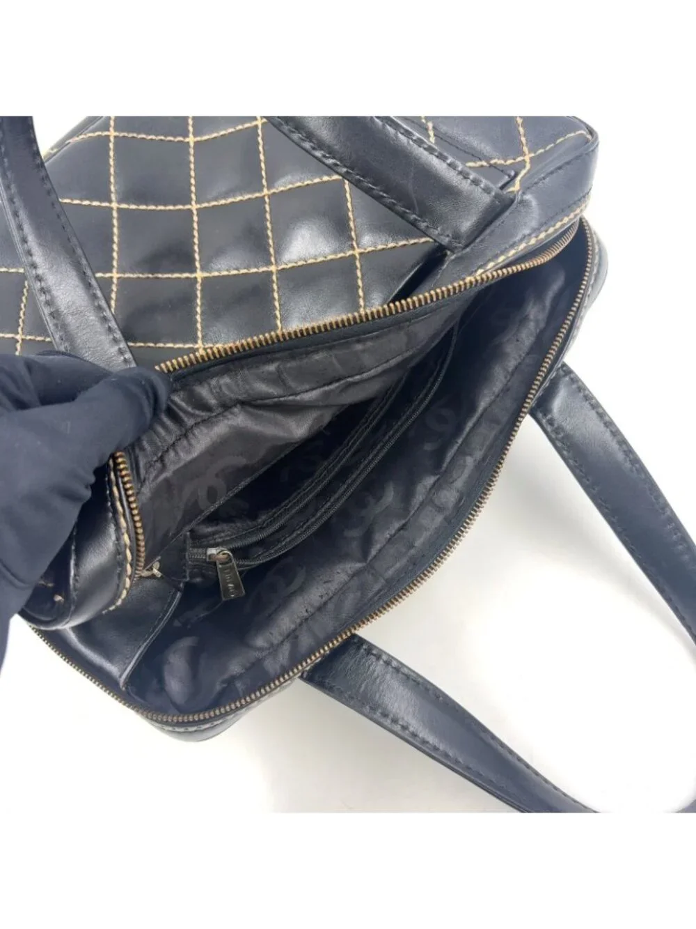 Chanel Wild Stitch Calfskin Black Handbag Gold